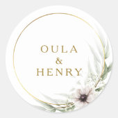 ユーカリ金ゴールド幾何結婚封筒用シール ラウンドシール (正面)