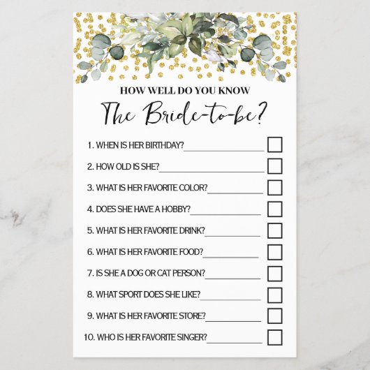 ユーカリ金ゴールド彼女のゲームカードをどれだけ知っているか チラシ (正面)