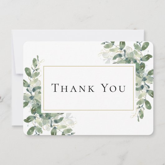 ユーカリ金ゴールド悔やみや弔慰葬儀 サンキューカード (正面)