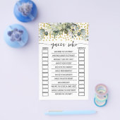 ユーカリ金ゴールド推測Whoブライダルシャワーゲームカード チラシ (シングル)