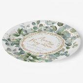 ユーカリ金ゴールド結婚グリッター ペーパープレート (アングル)