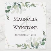 ユーカリ金ゴールド結婚グリッター ワインラベル (シングルラベル)