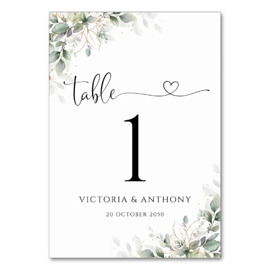 ユーカリ金ゴールド結婚フローラ表番号 テーブルナンバー (正面)