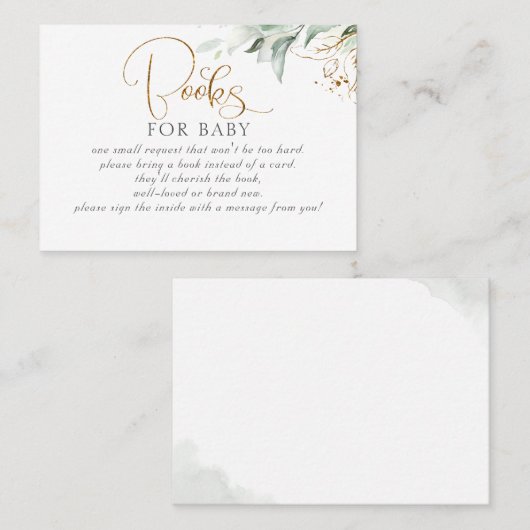 ユーカリ金ゴールド緑化ベビーブックスリクエスト 名刺 (正面/裏面)