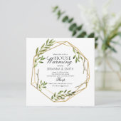 ユーカリ金ゴールド葉引っ越し祝いパーティー 招待状 (スタンド正面)