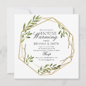 ユーカリ金ゴールド葉引っ越し祝いパーティー 招待状 (正面)