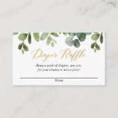 ユーカリ金ゴールド赤ちゃんシャワーおむつラッフルカード エンクロージャーカード (正面)