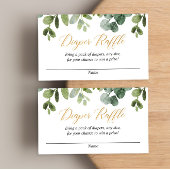 ユーカリ金ゴールド赤ちゃんシャワーおむつラッフルカード エンクロージャーカード