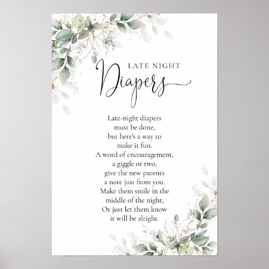 ユーカリ金ゴールド赤ちゃんシャワーポスター ポスター (正面)