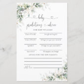 ユーカリ金ゴールド赤ちゃんシャワー予測カード (正面)