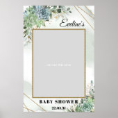 ユーカリ金ゴールド赤ちゃんシャワー写真支柱 ポスター (正面)