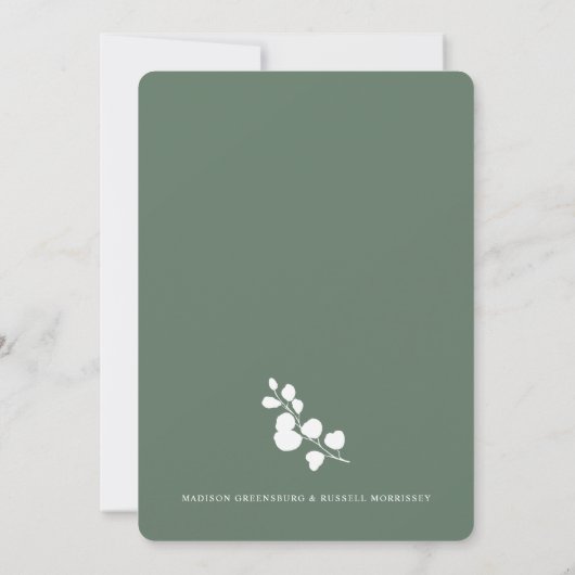 ユーカリ金ゴールド(ばちゃばちゃ)跳ねるグリーン結婚リー 招待状 (裏面)