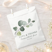 ユーカリ金ゴールド（ばちゃばちゃ）跳ねる水彩ブライダルシャワー フェイバーバッグ (クリップ留めされた状態)