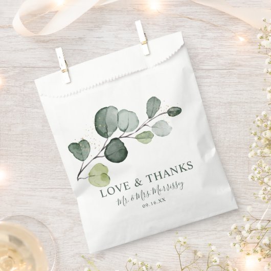 ユーカリ金ゴールド（ばちゃばちゃ）跳ねる水彩 フェイバーバッグ (クリップ留めされた状態)