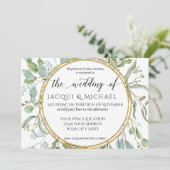 ユーカリ金ゴールド、緑n白結婚葉 招待状 (スタンド正面)