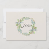 ユーカリ金ゴールド、緑n白結婚葉 招待状 (裏面)