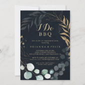 ユーカリ金ゴールドI do BBQブルー婚約パーティ 招待状 (正面)