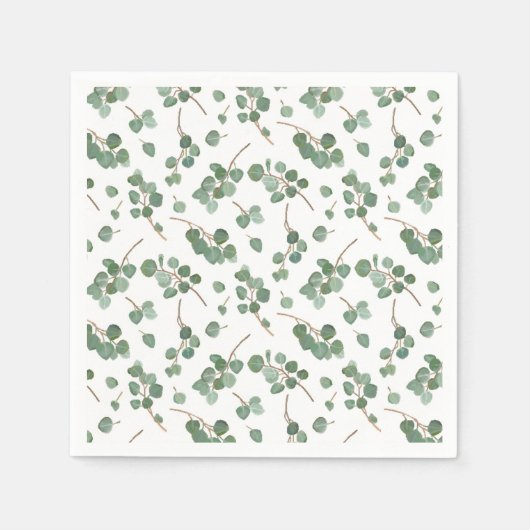 ユーカリ銀ドルの木の葉のパターン スタンダードカクテルナプキン (正面)