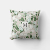 ユーカリ銀フローラモノグラム装飾用クッション クッション (正面)