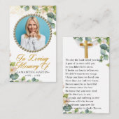 ユーカリ開花写真葬儀祈りの言葉カード 名刺 (正面/裏面)