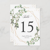 ユーカリ離れのジオメト結婚リーのテーブル番号 出欠カード (正面/裏面)