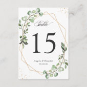 ユーカリ離れのジオメト結婚リーのテーブル番号 出欠カード (正面)