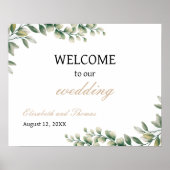 ユーカリ離れエレガントなウェディングウェルカムサイン ポスター (正面)