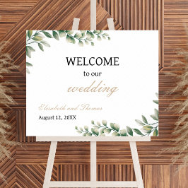 ユーカリ離れエレガントなウェディングウェルカムサイン ポスター