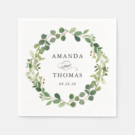 ユーカリ離れグリースの結婚葉 スタンダードカクテルナプキン (正面)