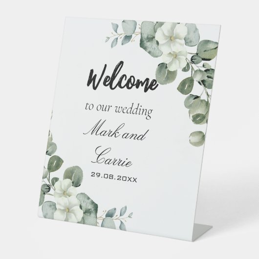 ユーカリ離れグリー結婚のペデスタル標識 台座サイン (正面)