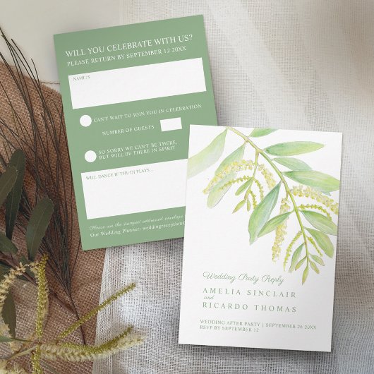 ユーカリ離れスグリー結婚ウォーター 出欠カード