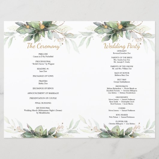 ユーカリ離れスゴールデングリーン結婚式 プログラム (裏面)