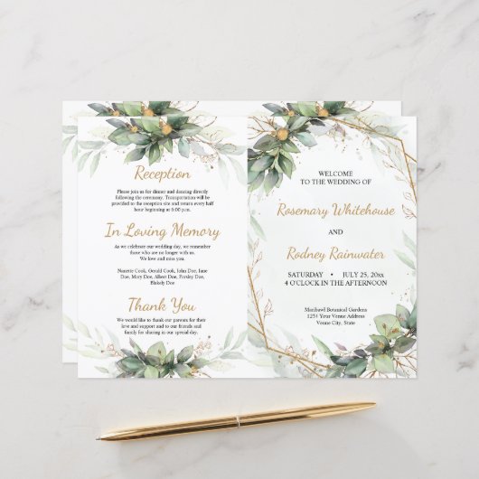 ユーカリ離れスゴールデングリーン結婚式 プログラム (正面/裏面インサイチュ)