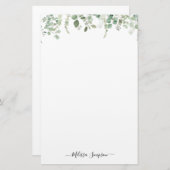 ユーカリ離れスパーソナライズされた名 便箋 (正面/裏面)