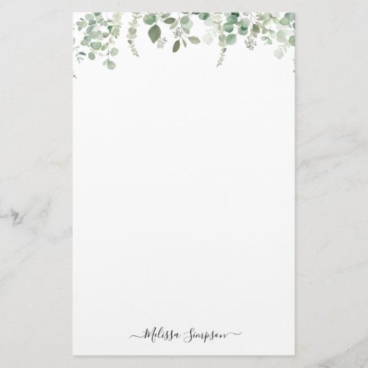 ユーカリ離れスパーソナライズされた名 便箋 (正面)