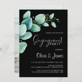 ユーカリ離れスフォトブラック婚約パーティ 招待状