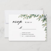 ユーカリ離れスボタンRSVP結婚のカード 出欠カード (正面)