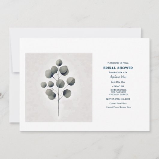 ユーカリ離れスリーフアー結婚トブライダルシャワー 招待状 (正面)