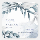 ユーカリ離れス・ダスティー結婚・ブルー スクエアシール (正面)