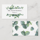 ユーカリ離れパーソナライズされたス結婚の プレイスカード (正面/裏面)