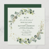 ユーカリ離れリース結婚式招待状 招待状 (正面/裏面)