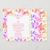 ユーカリ離れ抽象芸術アートピンクモダン結婚ズ 招待状 (正面/裏面)