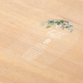 ユーカリ離れ結婚のアーチ座席表 アクリル招待状 (レイダウン)