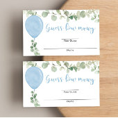 ユーカリ青い気球の赤ん坊のシャワーは、どれくらいの数を推測 エンクロージャーカード