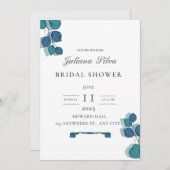 ユーカリ青葉青エレガント素地 招待状 (正面/裏面)