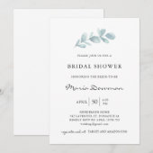 ユーカリ風の葉エレガントブライダルシャワーInv 招待状 (正面/裏面)