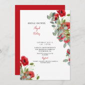 ユーカリ鮮やかプトゥスレッドフローラブライダルシャワーインビタ 招待状 (正面/裏面)