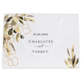 ユーカリ黄金の名前秋の結婚式 ラージペーパーバッグ (正面)