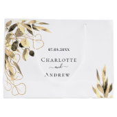 ユーカリ黄金の名前秋の結婚式 ラージペーパーバッグ (裏面)