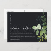 ユーカリ黒い葉の水色日付を保存 案内ポストカード (正面/裏面)